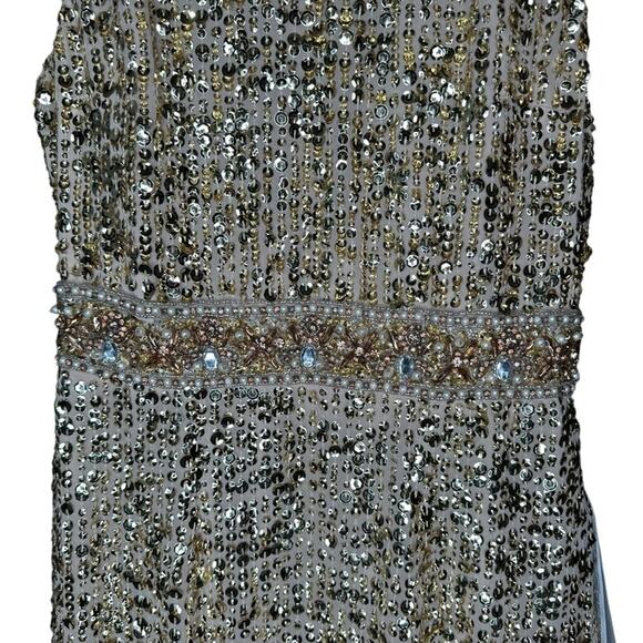 Mac Duggal Gold Embellished Sleeveless High Neck Midi Dress 2 - Picture 4 of 12